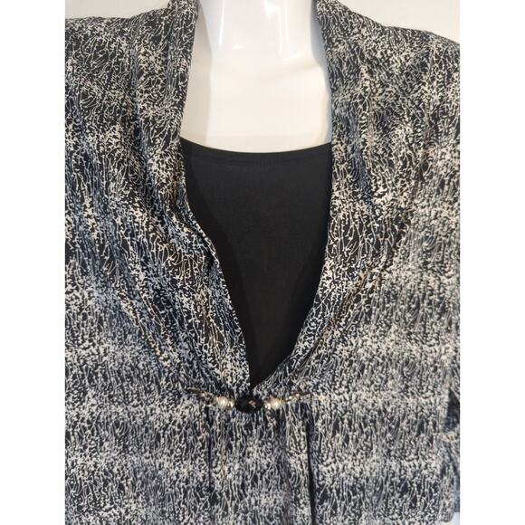 Coral Bay Black & Tan Print Duet Top - Size PL -  Black Tank & Cardigan SET NWT - Picture 4 of 10